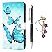 Produktbild Mlorras Hülle für Huawei P Smart 2019 / Huawei Honor 10 Lite, 3D-Effekt Gemalt Leder Handyhülle Klappbares Brieftasche Schutzhülle Wallet Case mit Integrierten Kartensteckplätzen Blauer Schmetterling