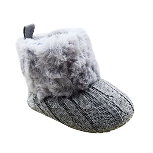 Etosell Newborn Crochet/Knit Fleece Boots Toddler Girl Wool Snow Crib Shoes Booties (M/6-12 Months, Grey)