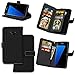 Price comparison product image KANTAS 9 Card Slots Wallet Case for Samsung Galaxy S7 Edge, Matte Texture Solid Color PU Leather Book Cover with [9 Card Holder] [Kickstand] [Magnetic Closure] Flip Notebook Cover Case Phone Holster Protective Skin Cases for Samsung Galaxy S7 Edge Black