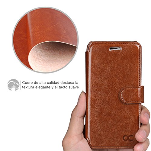 OCASE Funda iPhone 6 Fundas iPhone 6S Slim Case de Estilo Billetera con Protector de Pantalla de Vidrio Templado  Soporte Plegable  Ranuras para Tarjetas y Billetes  Broche Magn  tico