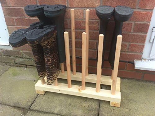 welly rack wellingtons,wooden boot rack/stand for 6 pairs of boots.