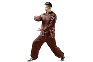 KSUA Uomo Tai Chi Uniforme Cinese Kung Fu Abbigliamento Cotone per Arti Marziali Zen