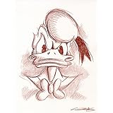 Original Rötelzeichnung auf Zeichenkarton: Donald Duck Faces / 24x32 cm