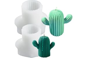 LongHoneySong Juego de 2 Moldes de Silicona para Velas con Forma de Cactus Adecuados para el Día de la Madre/Día del Padre/Cumpleaños/Navidad
