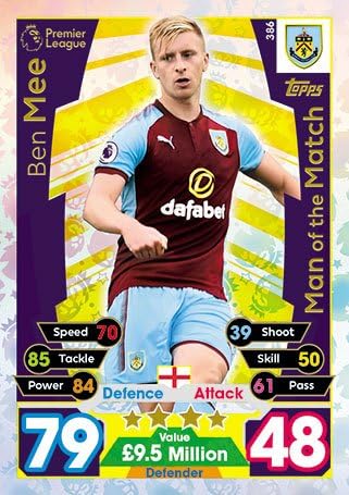 Match Attax 2017/18 Man Of The Match card #386 Ben Mee