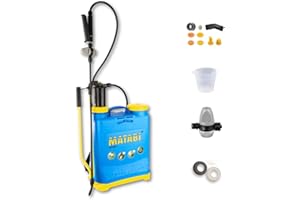 Matabi - Pulverizador a Presión Manual - Sulfatadora 12L - Lanza de Fibra y Boquilla Resistente - Fumigadora con Regulador de Presión - Correas Acolchadas - Super Green 12 - Fabricado en España