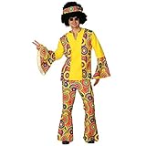 Lieferumfang: ein Herren Hippie Kostüm, bestehend aus Oberteil, Hose und Kopfband