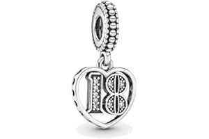 CWONE DESIGNS Womens Sterling Silver Milestone Birthday Charms - S925 Special Moments Love Heart Pendant Charms for Pandora Bracelets