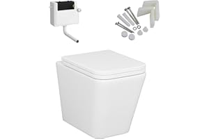 ROYAL BATHROOMS.CO.UK Modern Back to Wall BTW Rimless Pan Power Flush with Soft Close Seat & Cistern
