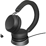 Jabra Evolve2 75 Wireless PC Headset with Charging Dock and 8-Mic Technology - Dual Foam Stereo Headphones with Advanced Acti
