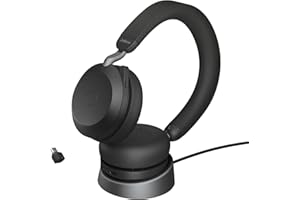 ‎JABRA Jabra Evolve2 75 Wireless PC Headset with Charging Dock and 8-Mic Technology - Dual Foam Stereo Headphones with Advanced Active Noise Cancellation, USB-C Bluetooth Adapter and MS Compatibility - Black