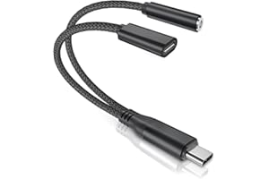 RUXELY Adapter do słuchawek USB typu C 3,5 mm i ładowarka, 2 w 1 USB C do DAC słuchawki 1/8 Audio Aux Jack z zasilaniem do iPada 10 Pro Air Mini, Samsung Galaxy S24 S23 S22 S21 Ultra, A52 A54 A14 A34
