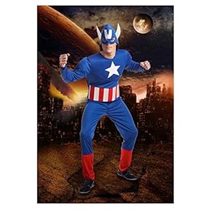 DISFRAZ DE HEROE AMERICANO. Talla 52 de Hombre. Incluye Mono y Gorro.