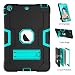 Produktbild iPad Mini Case, iPad Mini 2 Case, iPad Mini 3, uzer (Heavy Duty stoßfest Anti-Rutsch Silikon High Impact Resistant Hybrid Drei Schicht Armor Schutzhülle mit Ständer für iPad Mini 1/2/3, Black+Aqua