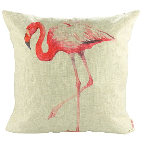 Luxbon 3 stk. Flamingos Vogel Leinen Kissenbezug Lendenkissen Bettkissen Pillowcase Hülle Haus Couch Stuhl Zimmer Auto Deko 45 x 45 cm - 4