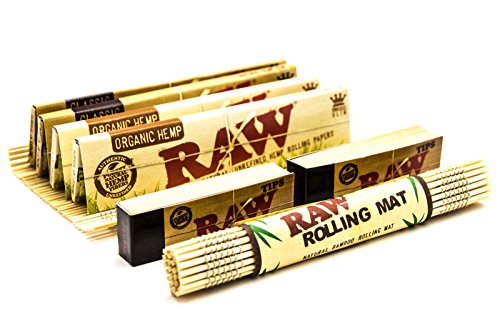 Raw Bamboo Rolling Mat mit 4 Raw Papers und 2 Broschüren von Raw Rolling Tips