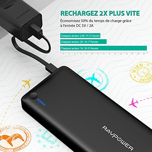 Batterie Externe 26800mAh RAVPower 3 Ports USB Chargeur Portable Li-polym re Autoris en Avion Sortie Totale 5 5A Entr e 2A avec Technologie iSmart 2 0 pour iPhone iPad Galaxy S8 etc - Noir reviews Batterie Externe 26800mAh RAVPower 3 Ports USB Chargeur Portable Li-polym re Autoris en Avion Sortie Totale 5 5A Entr e 2A avec Technologie iSmart 2 0 pour iPhone iPad Galaxy S8 etc - Noir