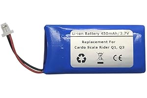 STARNOVO Batterie de rechange 3,7 V 450 mAh pour casque Bluetooth Cardo Scala Rider Q1, Q3
