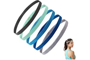 RY-EARL 5 Stück elastisches Sportstirnband, geeignet für Frauen, Männer, Jungen, Mädchen und Kinder, geeignet für Sport, Fußball, Tennis, Joggen, Yoga, Radfahren, Fitness und andere Aktivitäten