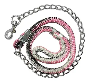 Style Keepers Half Chain and Half Nylon Heavy 15 mm Thick Leash for Dog and Stainless Steel Chain with Collar Hook - 5 Feet Long (1.5 Meter)