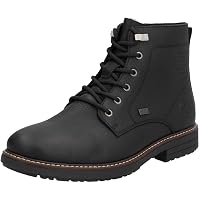 Rieker Herren Schnürstiefel 13040 – Aus Glattleder, Mit Reißverschluss, Komfortweite G 1/2, Schwarz