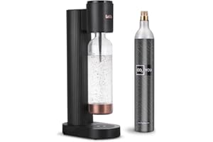 LAICA Sparkling Water Maker Machine with 1L PET Bottle, Variable Manual Fizz, x 1 CO2 Cylinder with Optional Doorstep CO2 delivery & collection (Black)