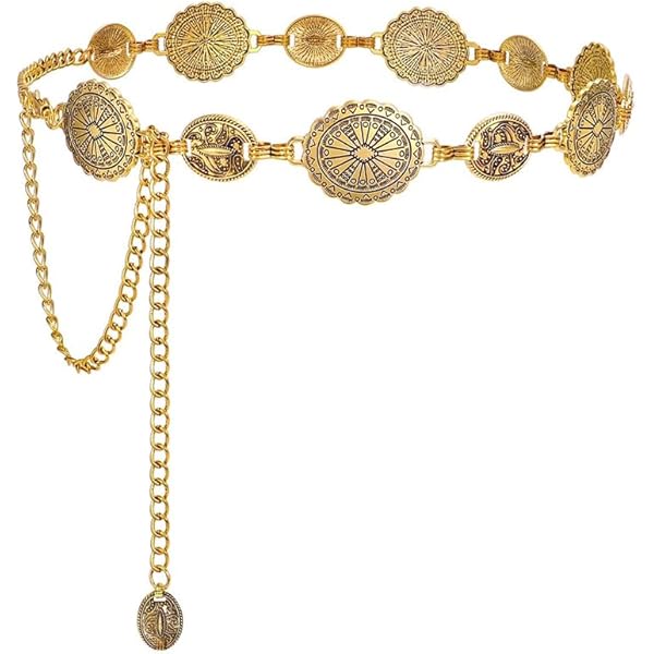 Chaîne De Taille En Or - Ceinture Métal Ajourée Style Bohème - Pour Robes, Jeans, Bikinis - Taille Réglable