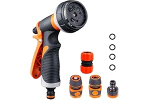 TFUFR Garden Hose Spray Nozzle, Adjustable Patterns Water Gun Spray Nozzle for Watering Plants, Car Washing, Shower Pets