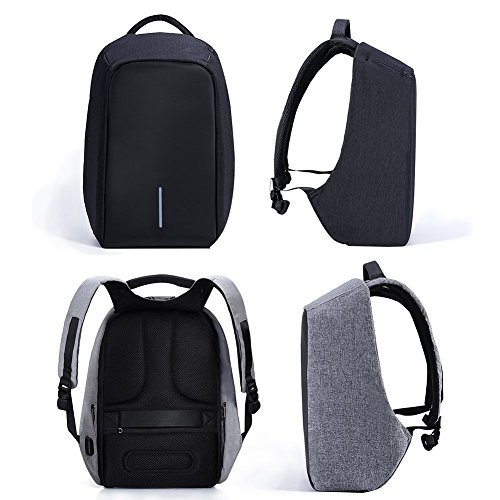 Daypack Rucksack Damen Herren Backpack mit 15 6 zoll Laptopfach USB-Ladeanschluss f  r Arbeit Campus Studenten Reise Business  Schwarz 