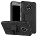 Produktbild Owbb Hülle für Lenovo Moto E4 Plus Handyhülle Hartes Silikon PC + TPU Hybrid Combo Zweilagig Case mit Schroff Function Ausklappbarer Ständer Design Reifenmuster Schwarz