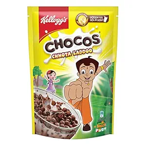 Kelloggs Chocos Chhota Laddoo with Chhota Bheem Cut Out mask, with Whole Grain, Source of Fibre, High in Calcium & Protein, with 10 Essential Vitamins & Minerals, Breakfast Cereals, 375g Pack