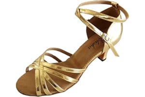 ELISHA DANCE Chaussures de danse latine pour femme - 6,3 cm - Talon cubain - Bout ouvert - Semelle souple - Sandales de danse professionnelle