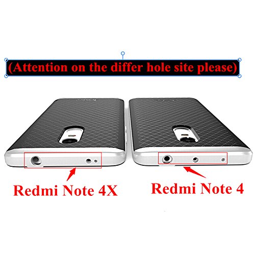 Xiaomi Redmi Note 4 Funda  Ipaky Protecci  n interna TPU Flexible  Ultra Resistente  Marco Exterior R  gido PC efecto Metal  Anti Golpes  Carcasa H  brida Bumper Redmi Note 4 - Plata