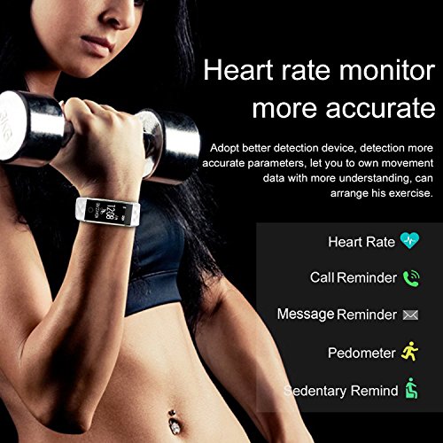 Jcotton Bluetooth Smart Watch IP67 Wasserdichte Smart Armband Herzfrequenz-Monitor Sport Wristband Fitness Tracker Multi-Sport-Modus Gesundheit Monitor Pedometer Anruf Nachricht Erinnerung für IOS Android Phone (weiß) - 5