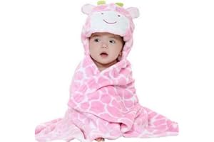 Hilmocho Baby Hooded Bath Towel Newborn Wrap Blanket with Hood Soft Coral Fleece Beach Towel for Toddlers