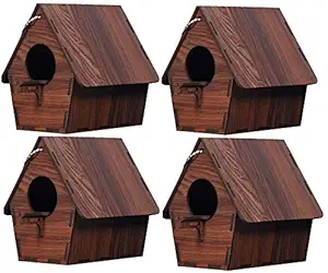 GLNRM Brown 4 Pieces Coir Bird House Purely Handmadelove Birds/Sparrow/Small Birds