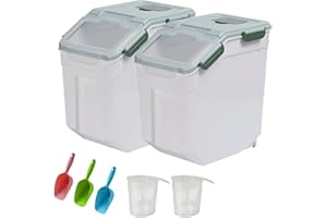 Toolzia 2 Pcs Dog Food Storage Container 15kg with Scoop,Large Airtight Dog Food Bin Pet Food Storage Box Dry Pet Food Storage Container(Green)