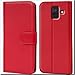 Produktbild Conie Schutzhülle kompatibel mit Samsung Galaxy A6 Plus, Rote PU Lederhülle Klapphülle Etui Tasche mit Kartenfächer