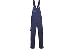 Portwest TX12 Mono de Trabajo con Peto y Tirantes Hombre Texo Contraste Azul Marino, L
