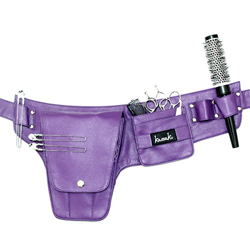 HAIRDRESSING SCISSORS TOOLBELT SCISSOR HOLDER HOLSTER / BELT SHEARS POUCH BAG BY KASSAKI IN PURPLE