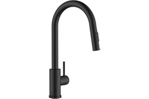 APPASO Black Kitchen Tap, High Pressure Sink Mixer Tap with Pull Out Sprayer Matte Black, Single Hole Stainless Steel Black Kitchen Mixer