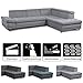 Produktbild Cavadore Ecksofa Imit / Schlafsofa inkl. Bett, Stauraum, Kopfteilverstellung + Armteilfunktion / 275x76x217 / Strukturstoff hellgrau