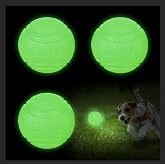 QKURT 3 Pieces Glow in the Dark Dog Ball, 6 cm Indestructible Dog Ball Toys, High Bounce Luminous Rubber Ball for Small, Medi