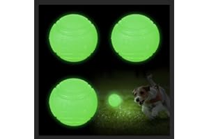 QKURT 3 Stück Glow In The Dark Hundeball,6cm Unzerstörbarer Hundeball Spielzeug,Leuchtende Gummi-Hundebälle mit hoher Sprungkraft,Hund Interaktive Hund Ball für kleine, mittlere und große Hunde