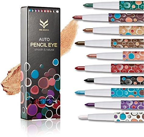 EUIRISTORE 10Pcs Shimmery Matte Eyeshadow Pencils Colorful Eyeliner Pen Waterproof Eyeshadow Sticks