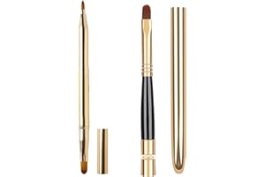 KSBBHDS 2-Teiliger Lippenpinsel, Abgedeckter Lippenpinsel, Tragbarer Doppelköpfiger Lippenstiftpinsel, Einköpfiger Lippenpinsel, Lippen-Make-up-Werkzeug, Lippen-Make-up-Pinsel (Gold)
