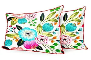 DreamVio Jute Fabric Printed Decorative Pillow/Throw/Cushion Covers for Living Room, Bed Room, Sofa,Chairs,Pillow Cases, Pillow Covers Set of 2, Size 12x18 Inches Style44