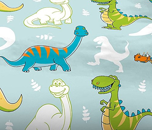 Aminata Kids – Bettwäsche Kinder 100×135 Dinosaurier Dino Jungen Mikrofaser-Kinderbettwäsche Kleinkinder Drache blau Babybettwäsche Kinderbett-Baby - 4