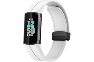 Miimall Bracelet pour Fitbit Charge 6/Charge 5, Bracelet de Sport Résistant à L'eau avec Boucle Déployante Magnétique, Bracelet de Remplacement en Silicone Souple pour Charge 6/Charge 5