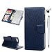 Produktbild Huawei Y5 2018 Handyhülle Honor 7S Hülle Case Einfarbig Leder Tasche Flipcase Cover Silikon Schutzhülle Handytasche Skin Ständer Klapphülle Schale Bumper Magnetverschluss Deckel Klar Stil-Dunkelblau